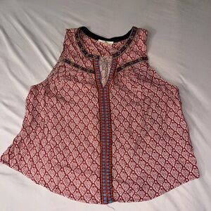 Sugarlips Red and White Sleeveless Blouse